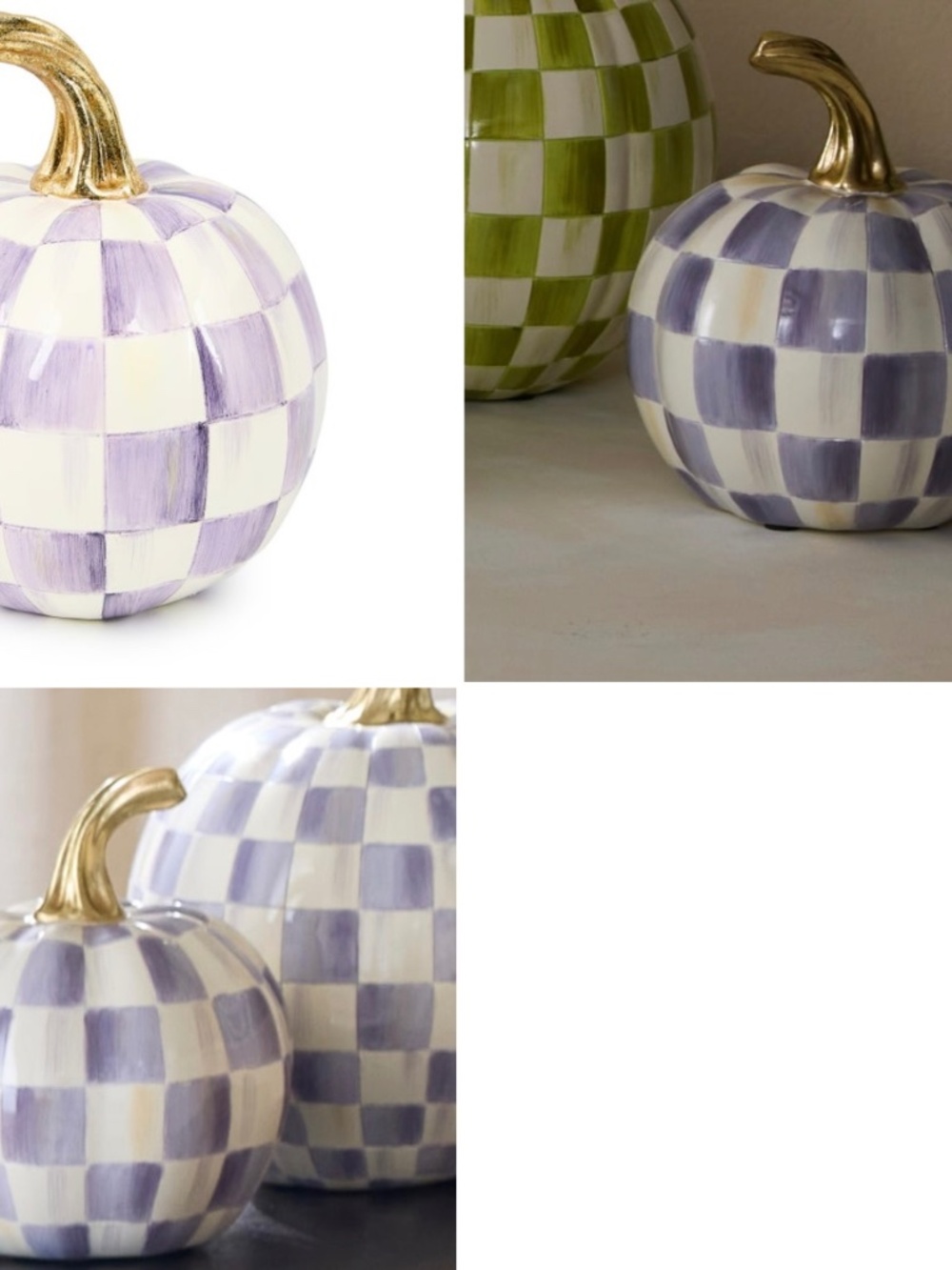 Adorable Mackenzie-Childs Violet Check Mini Pumpkin New in Box 6"